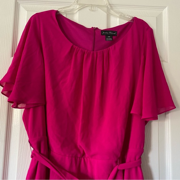 Jessica Howard Pink Ruffled Wrap Midi Dress - Picture 3 of 8